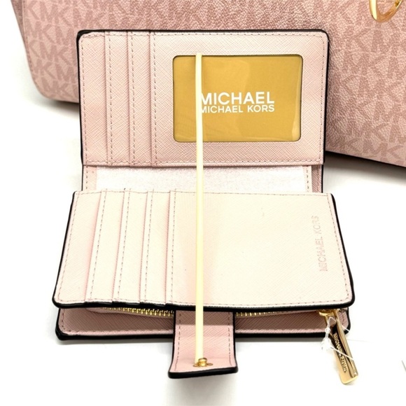 Michael Kors Large JST Chain Shoulder Bag & Bifold Zip Chain Wallet Powder - Picture 12 of 13